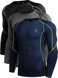 NELEUS Men's 3 Pack Dry Fit Long Sleeve Compression (Style 1PSD)