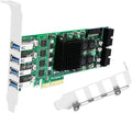 8-Ports PCIe Superspeed 5Gbps USB 3.0 Card - 4 Dedicated Channels