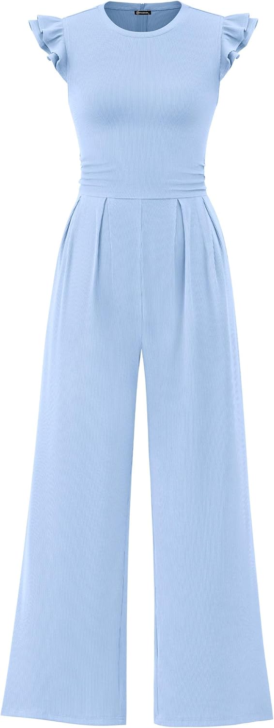 Stylish Summer Jumpsuits for Women with Ruffle Cap Sleeves