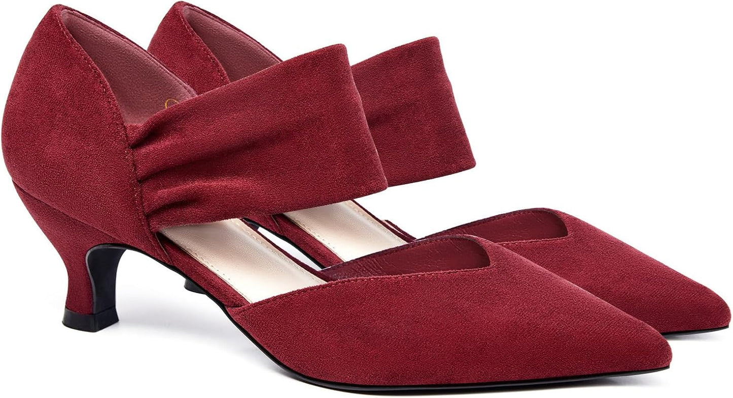 Coutgo Womens Low Kitten Heel Dress Shoes for Elegant Style