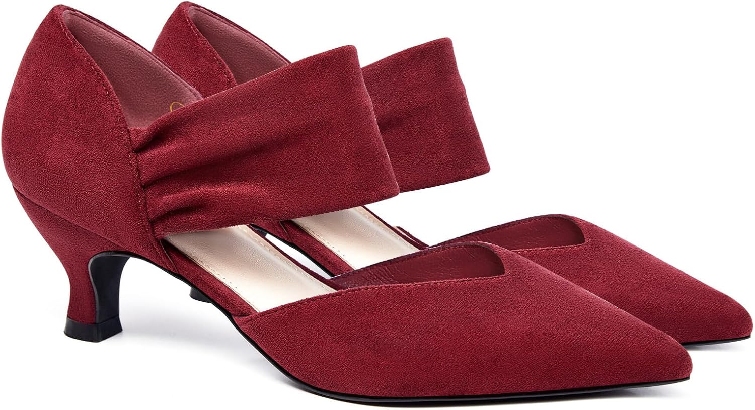 Coutgo Womens Low Kitten Heel Dress Shoes for Elegant Style