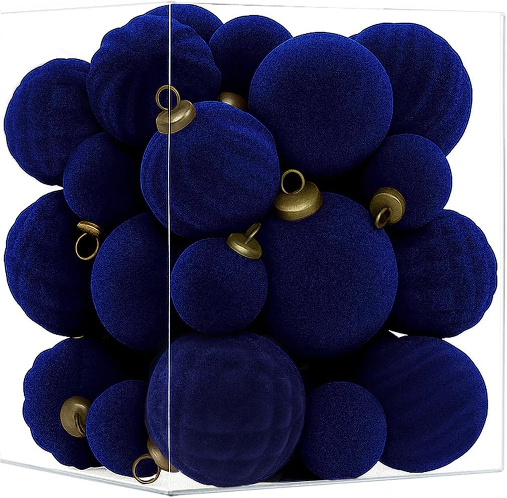 36PCS Velvet Christmas Ornaments Set for Holiday Decor