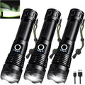 MIXILIN Super Bright 3 Pack LED Flashlights - Waterproof, Rechargeable, 5 Modes