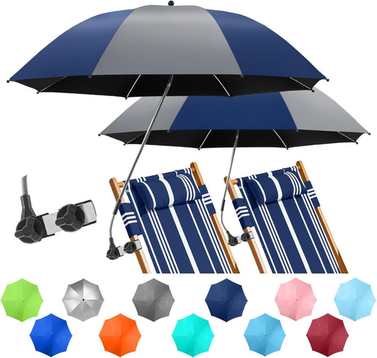 2 Pack Beach Umbrella with 360 Universal Clamp for Sun Protection