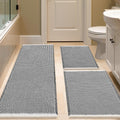 IM HOME Waffle Bath Mat Set 3 Piece Darkgrey & Cream - Soft Absorbent
