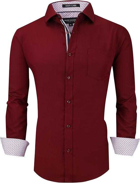 Alex Vando Mens Dress Shirts Wrinkle Free Regular Fit Bamboo