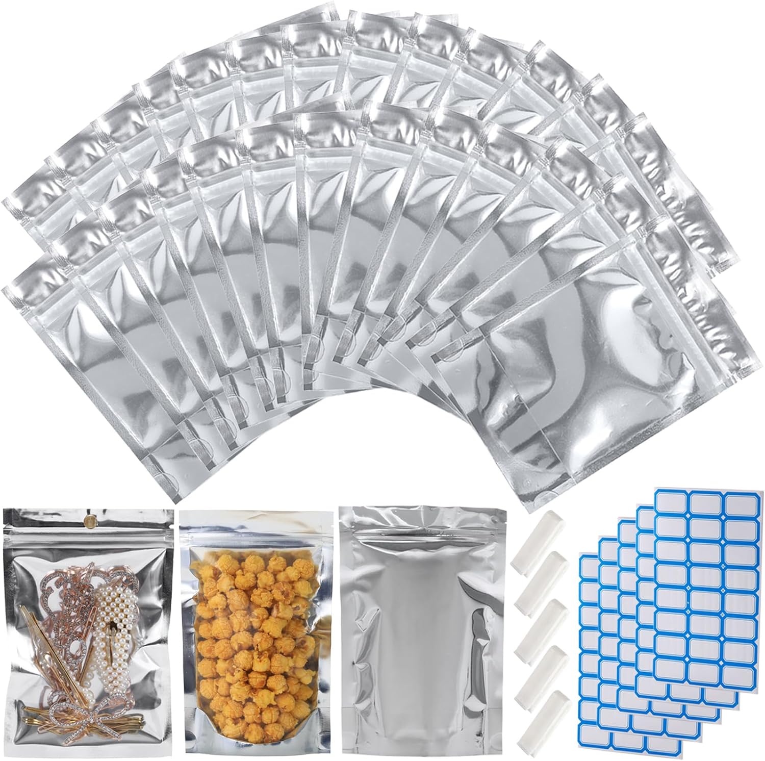 800-Pack Resealable Mylar Bags for Food Storage and More