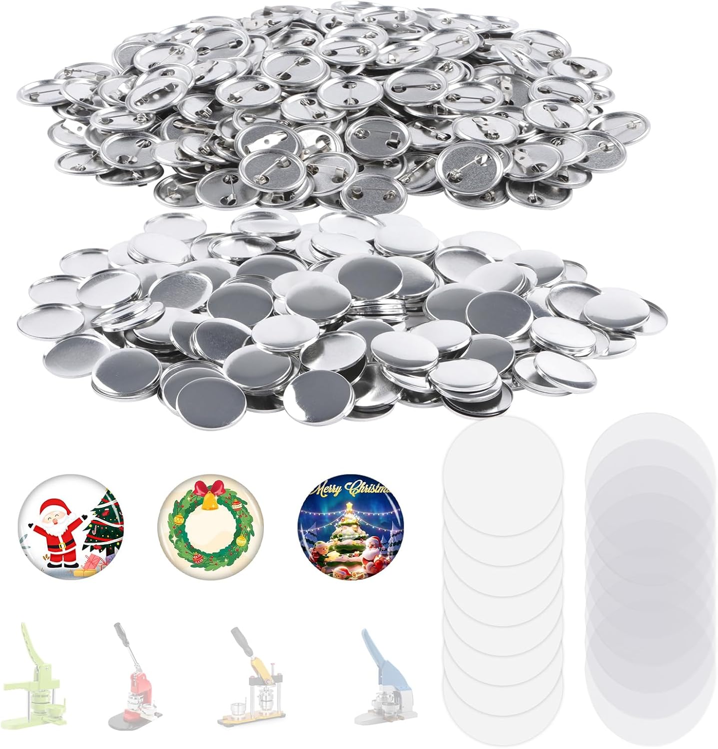 500 Sets of 32mm Blank Metal Button Making Supplies Kit