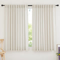 Linen Sheer Curtains for Bedroom W 70 x L 63 in Each - Airy Semi Sheer