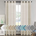 Linen Curtains Nickel Grommet Natural Semi-Sheer Panels - Soft