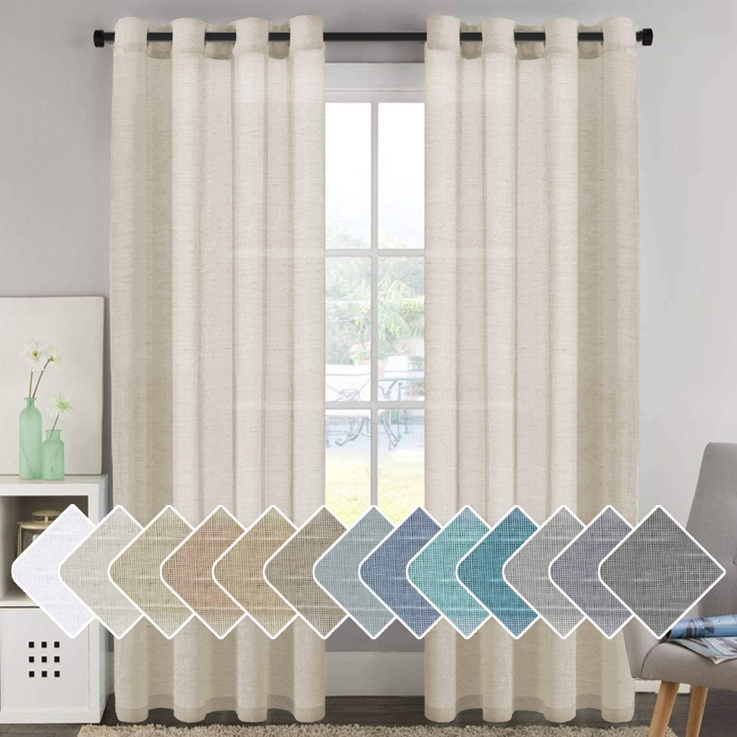 Natural Linen Semi-Sheer Curtains for Elegant Home Decor