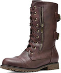 DREAM PAIRS Women's Ankle Bootie Winter Lace up Mid Calf Military