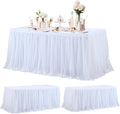 White Tulle Tablecloth with Tulle Table Skirt for 6 ft Tables - 2 Pack