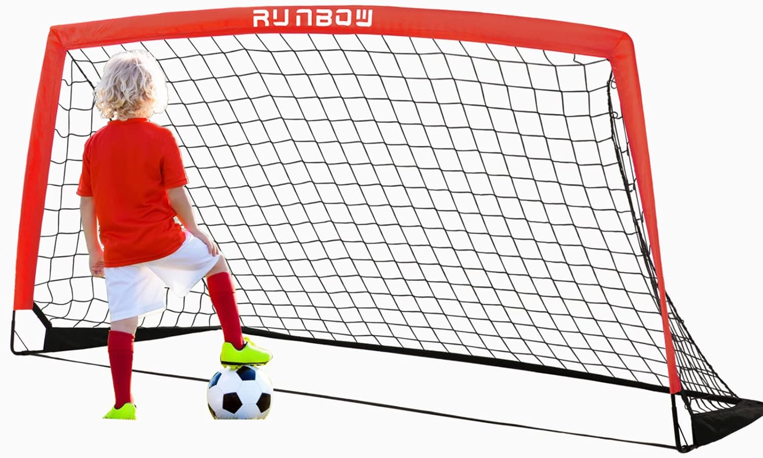RUNBOW 6x4 ft Portable Kids Soccer Goal for Backyard Fun
