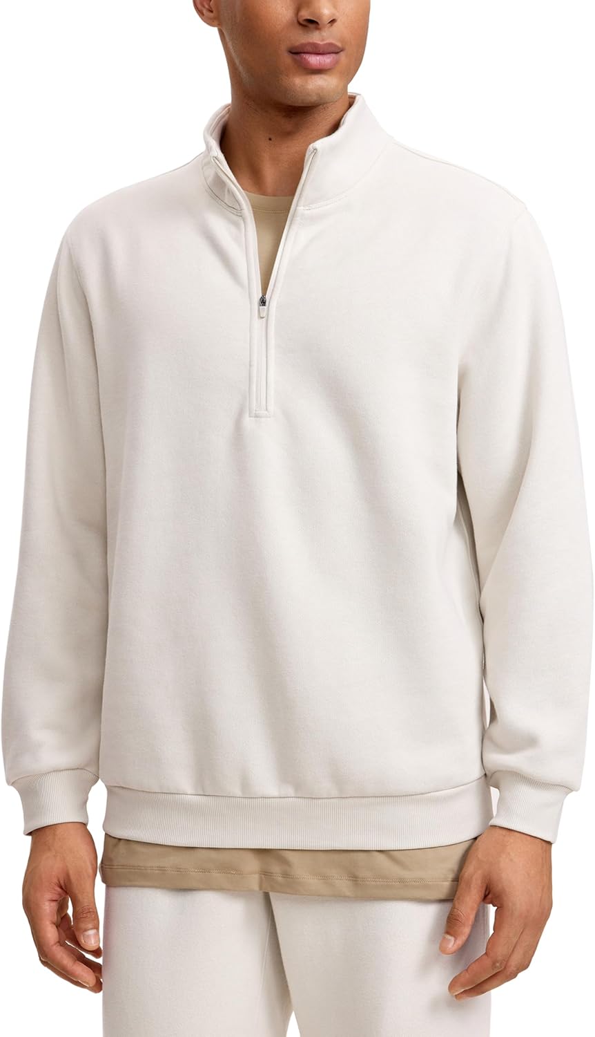 CRZ YOGA Cotton Fleece Lined Half Zip Sweatshirts for Men