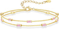 Birthstone Bracelets for Women Dainty 925 Sterling Silver - Layered