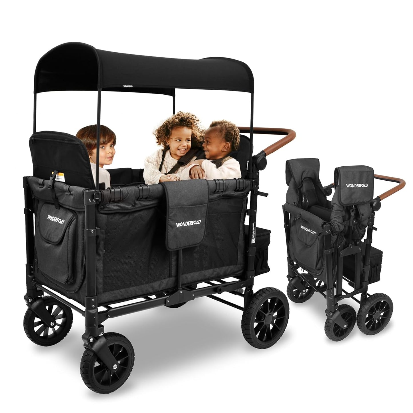 WONDERFOLD W4 Luxe Stroller Wagon for 4 Passengers in Black