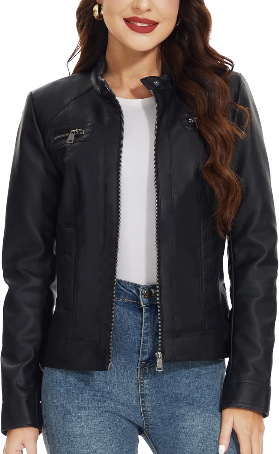Fahsyee Zip Leather Jackets for Women: Stylish Motorcycle Outwear