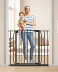 34in Extra Tall Pressure-Mounted Baby Gate for Stairs - Black