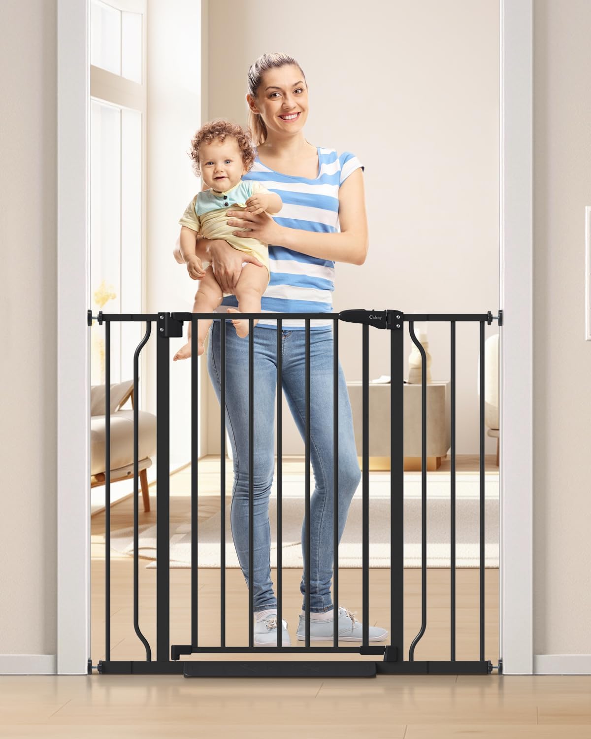 34 Inch Extra Tall Baby Gate for Stairs and Doorways Safety