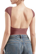 SUUKSESS Women Backless Sexy Open Back Y2K Basic Tee - Slim Fit