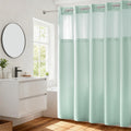 Dotted Waffle Weave Shower Curtain with Snap in Liner - Misty Blue