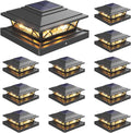 Post Cap Lights Outdoor 12pack - Solar Deck & Fence Post Lights, Black
