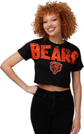 Women's NFL Team Logo Distressed Wordmark Crop Top - Stylish Fan Fit