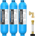 RV Inline Water Filter with 90 Degree Hose Elbow - 3 Pack