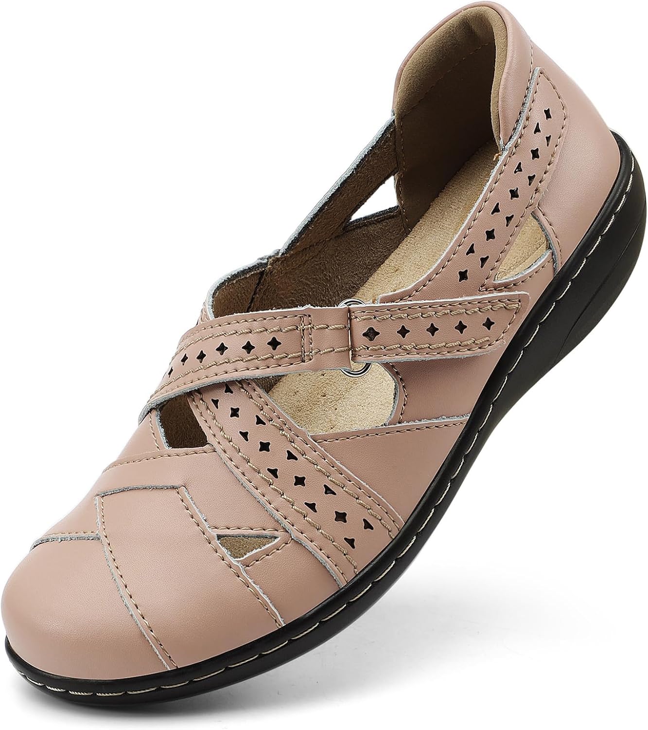 Irrefour Women's Classic Genuine Leather Casual Loafer Sandal