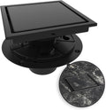 6 Inch Square Shower Drain Black Floor Drain with Tile Insert