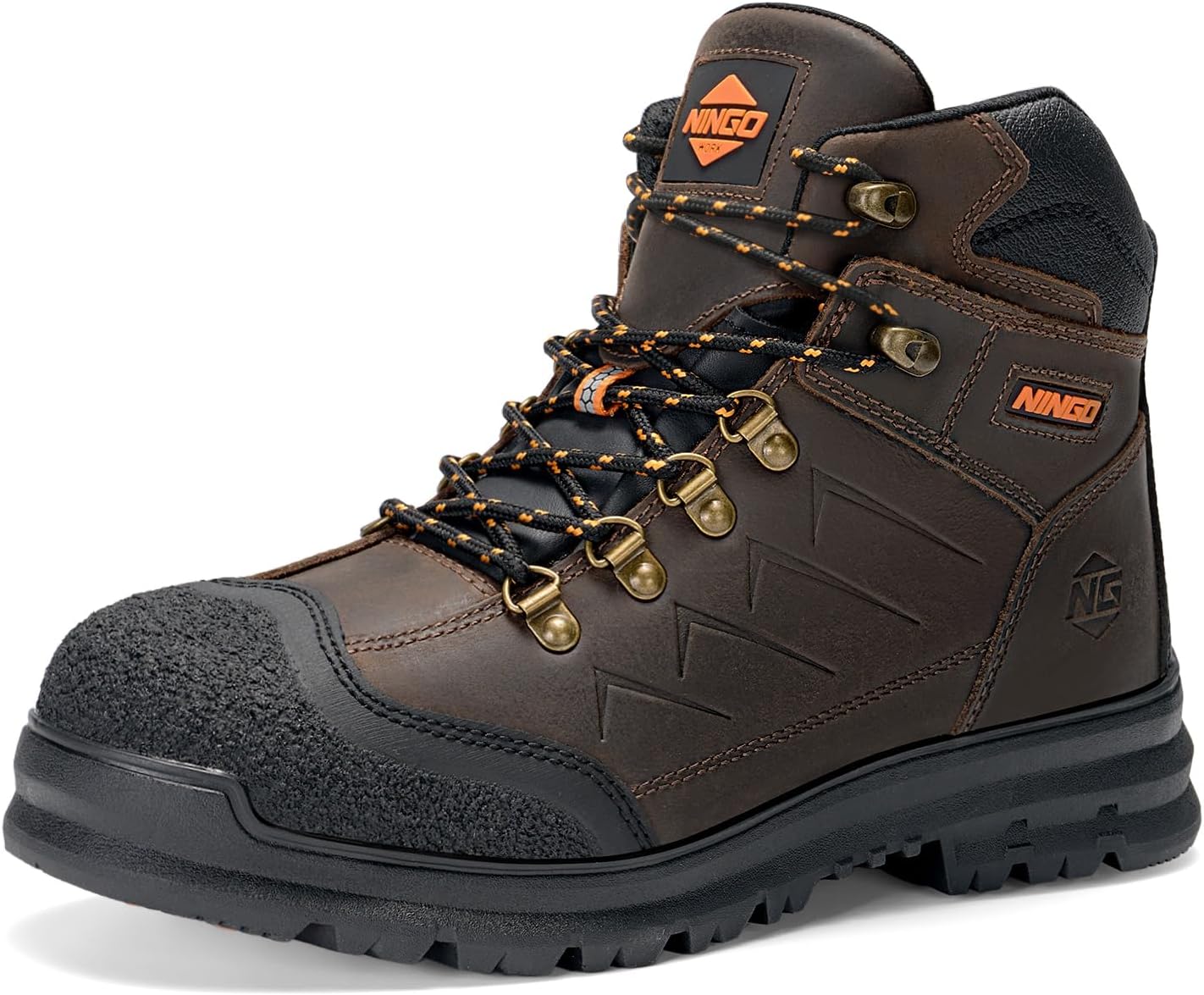 NINGO Mens Steel Toe Work Boots for Comfort and Durability