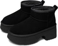 TEMOFON Womens Snow Mini Boots Genuine Suede Platform Ankle Boots