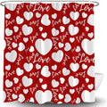 Valentine's Shower Curtain Red Loving Hearts - Romantic Fabric Bath