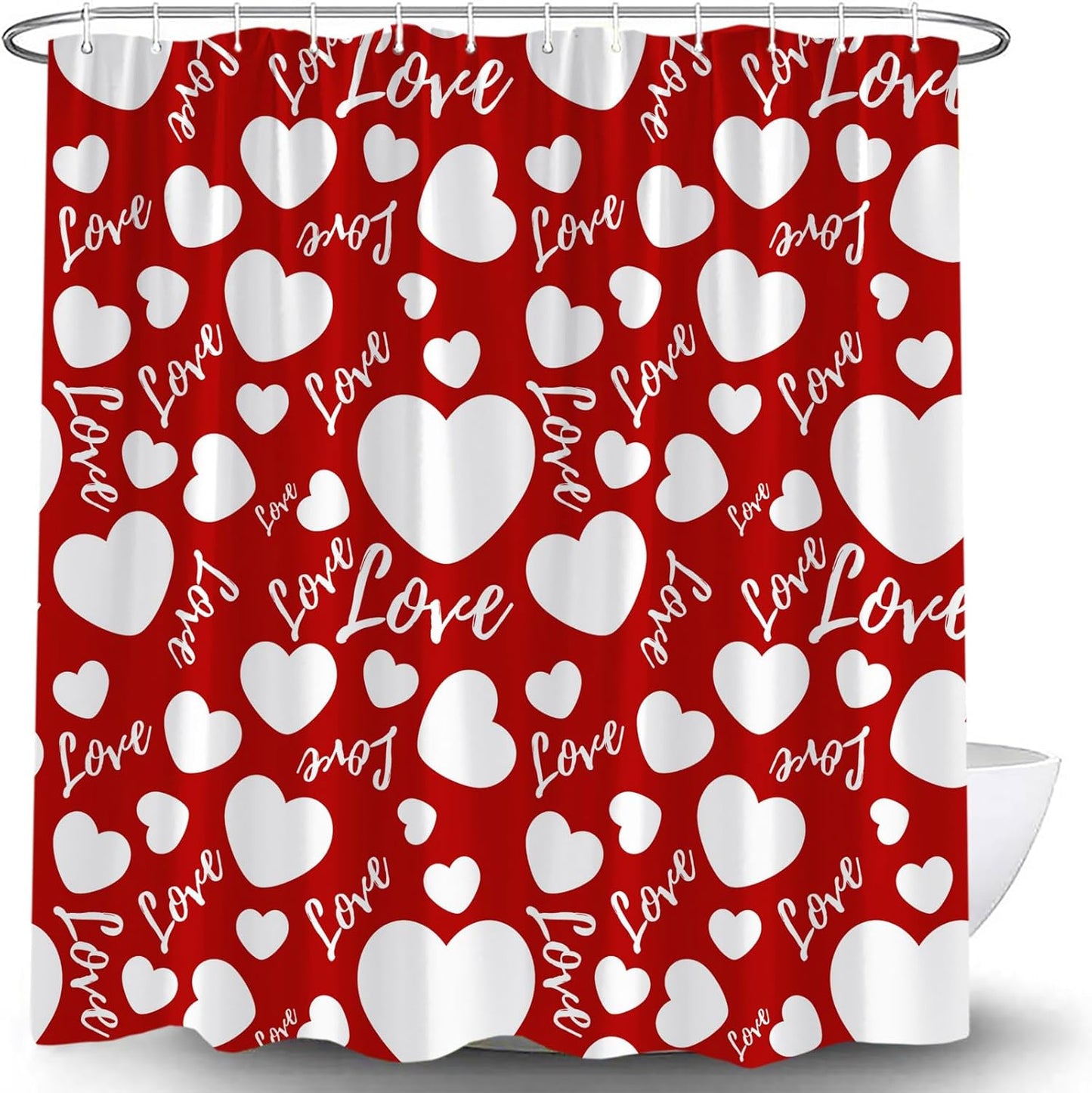 Romantic Red Hearts Shower Curtain - Love & Luxury