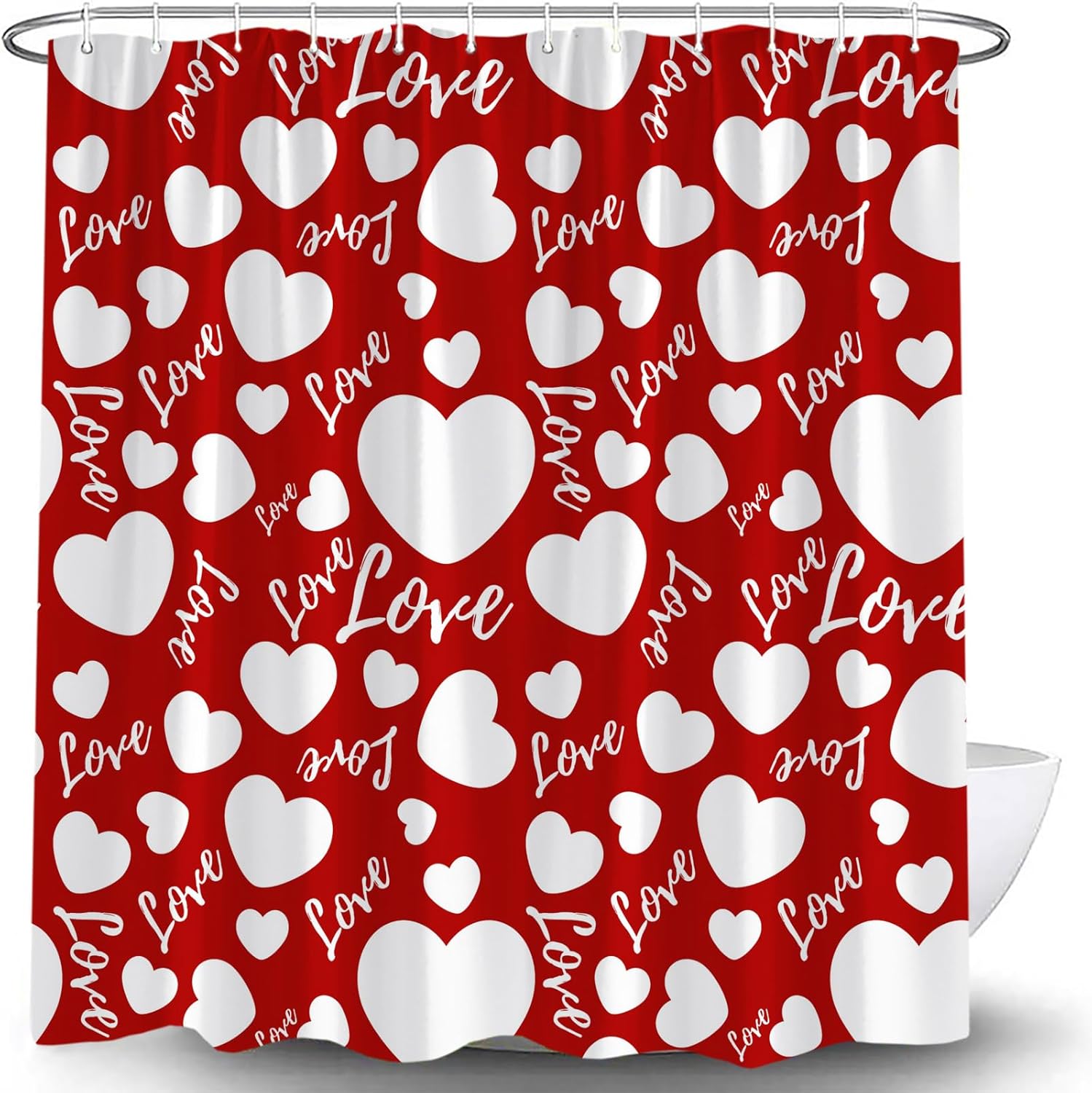 Romantic Red Hearts Shower Curtain - Love & Luxury