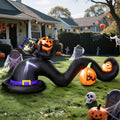 9FT Halloween Inflatable Witch Hat with Black Cat and Pumpkins