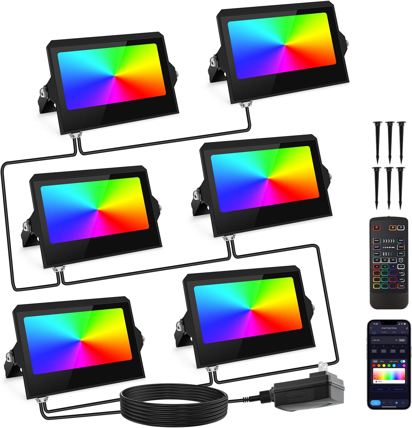 YAYZA! 42W RGBW Smart LED Flood Lights for Outdoor Use