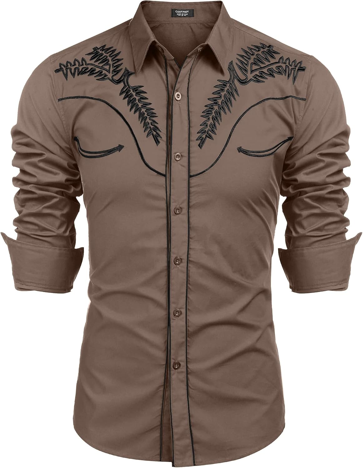 COOFANDY Men's Western Shirts Long Sleeve Embroidered Cowboy Style