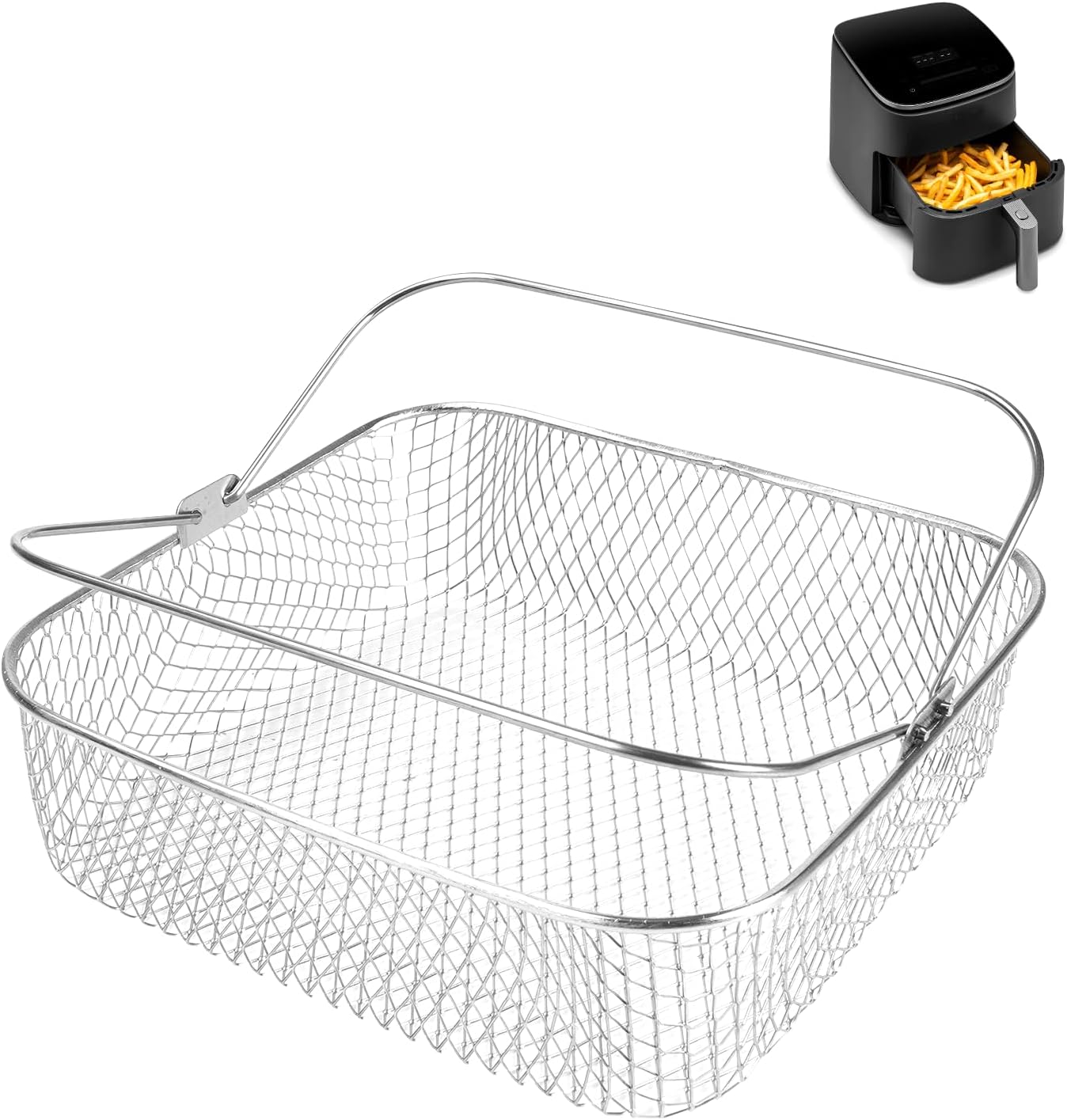 DEMEDO Stainless Steel Air Fryer Basket - Crispier Results!