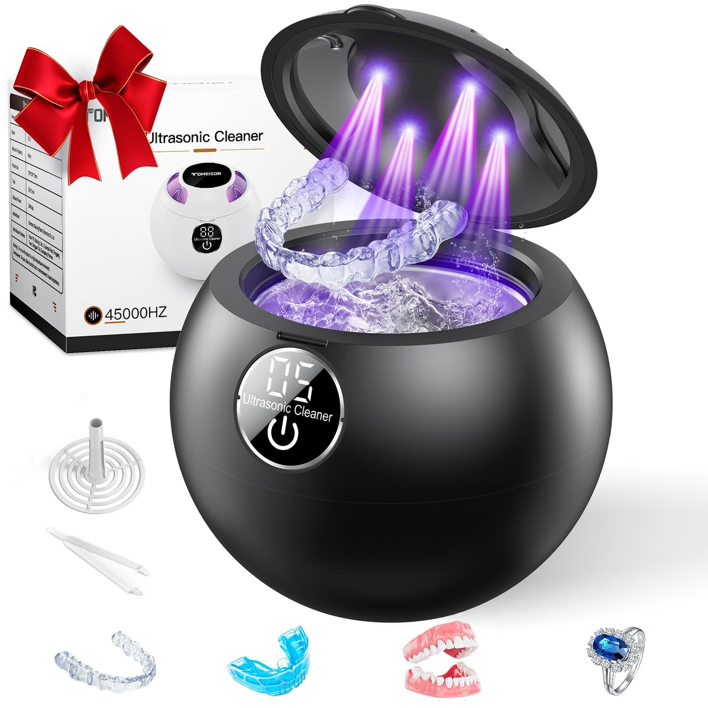 Ultrasonic Retainer Cleaner Machine with UV Lamp for Dental Care