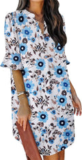 QACOHU Summer Dresses for Women V Neck Ruffle Short Sleeve Clothing