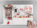 Microfiber Christmas Kitchen Photography Backdrop 10x6.5ft - Retro