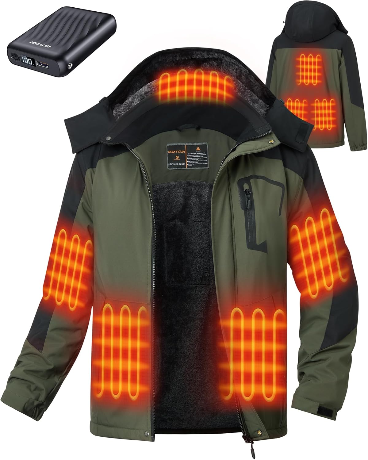 Heated Jackets for Men with 12V Battery Pack and 8 Zones