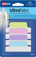 Avery Margin Ultra Tabs, 24 Repositionable Sticky Tabs - Narrow Margin
