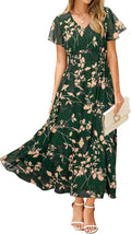 Simplee Womens Floral Maxi Dress Short Sleeve Boho Midi - Flowy Summer