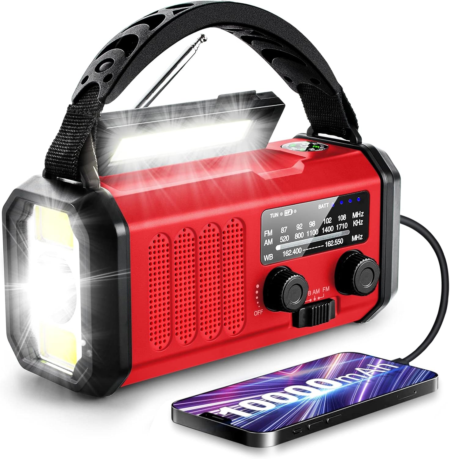 Hand Crank Emergency Radio with Solar Power and LED Flashlight