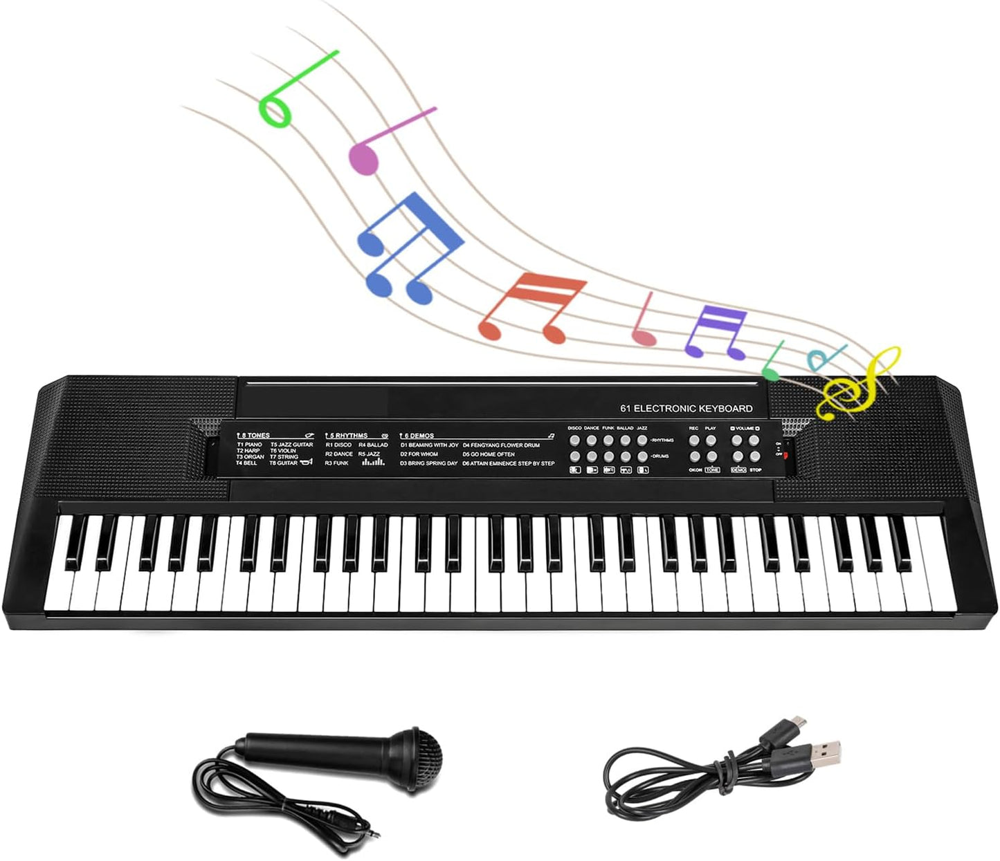 Kids Music Keyboard 61-Key Portable Electronic Piano Toy
