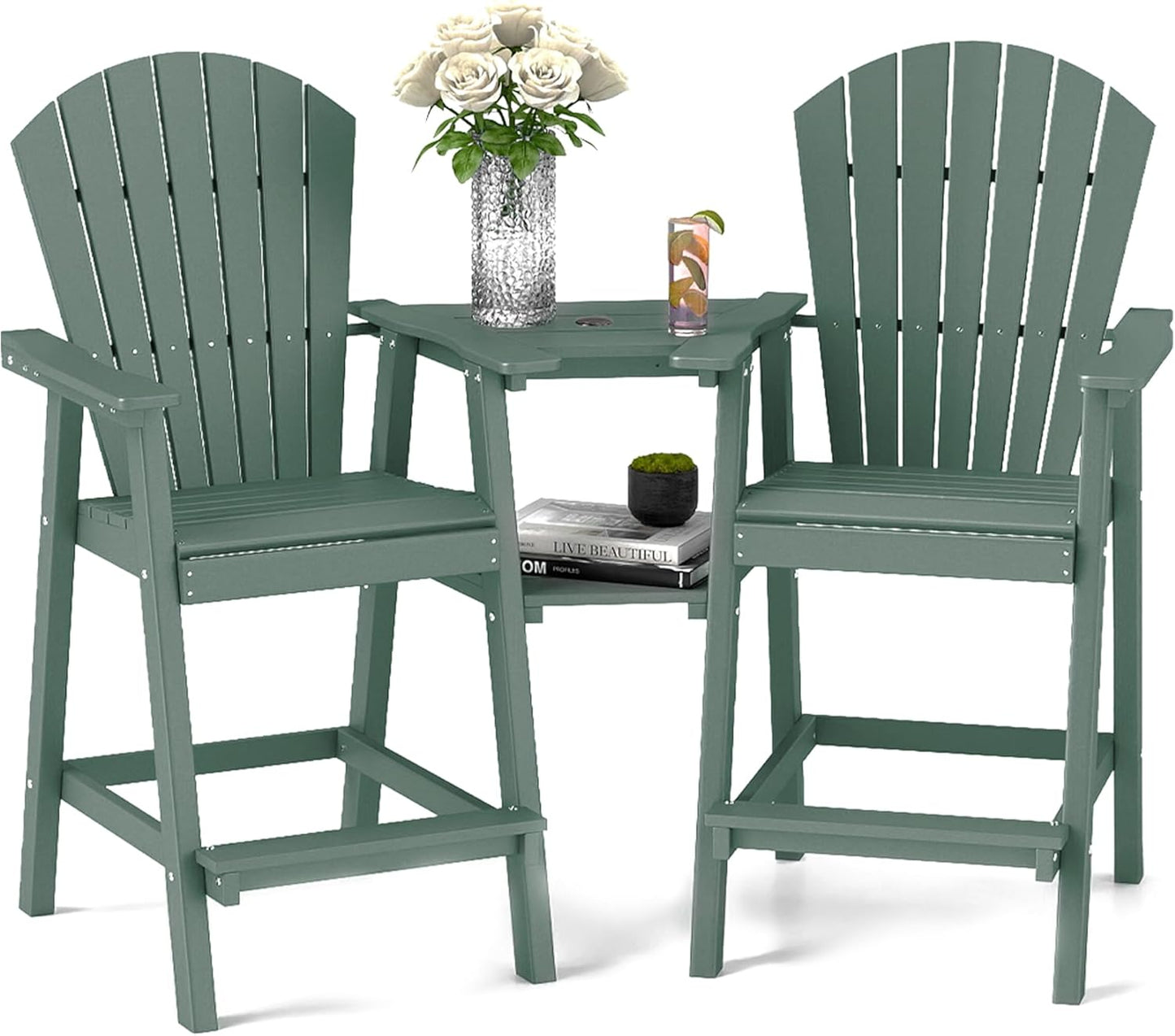FOOWIN Tall Adirondack Chair Set of 2 for Outdoor Relaxation