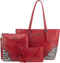 Leopard Print Tote Bag Set for Women - 3 Piece Handbag Set